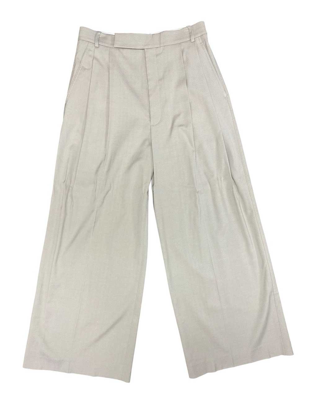 St. John High Rise Wool Blend Wide Leg Pleated Trousers Pants Beige Cream 6
